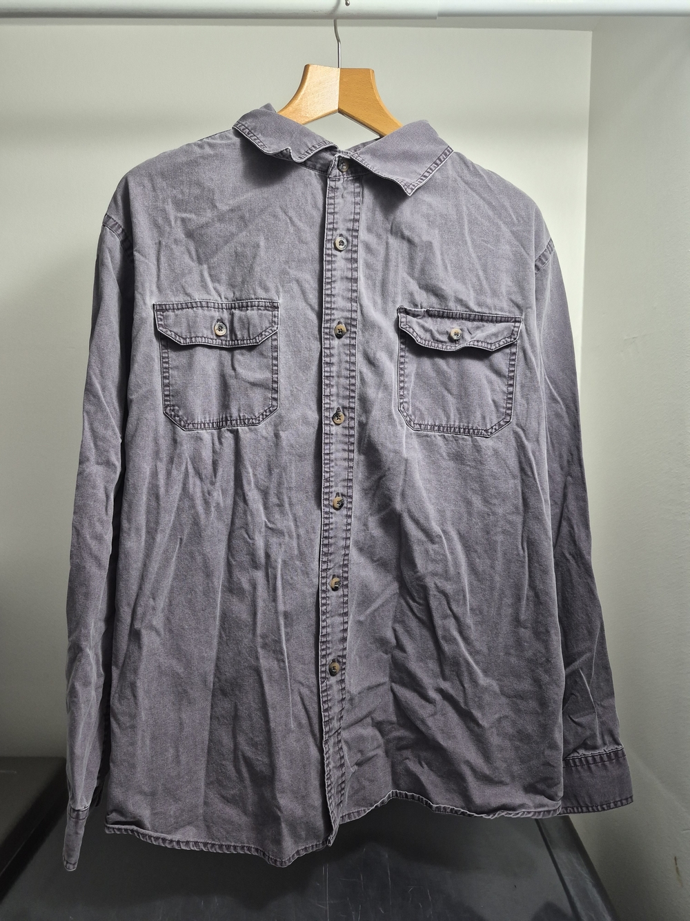 Men's Casual Long-Sleeve Button-Down Shirt — Washed Purple